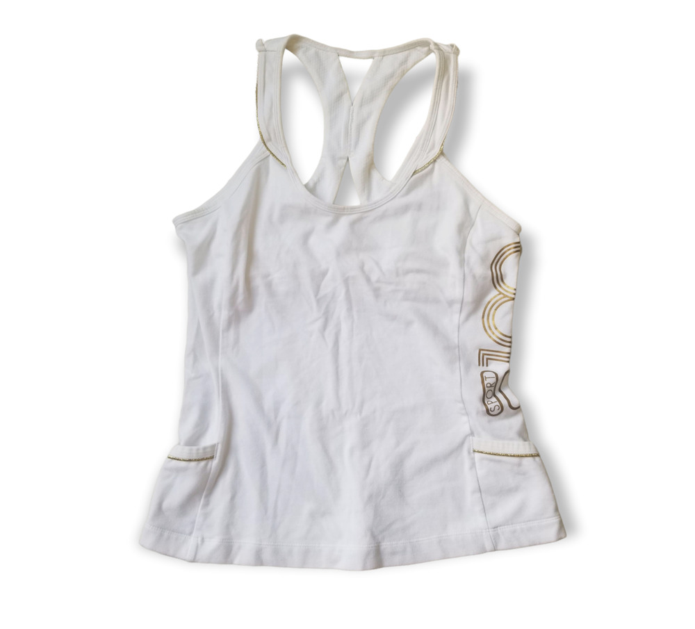 Fila Sport 100 Women's White Gold Trim Racerback Tank Top - Size M